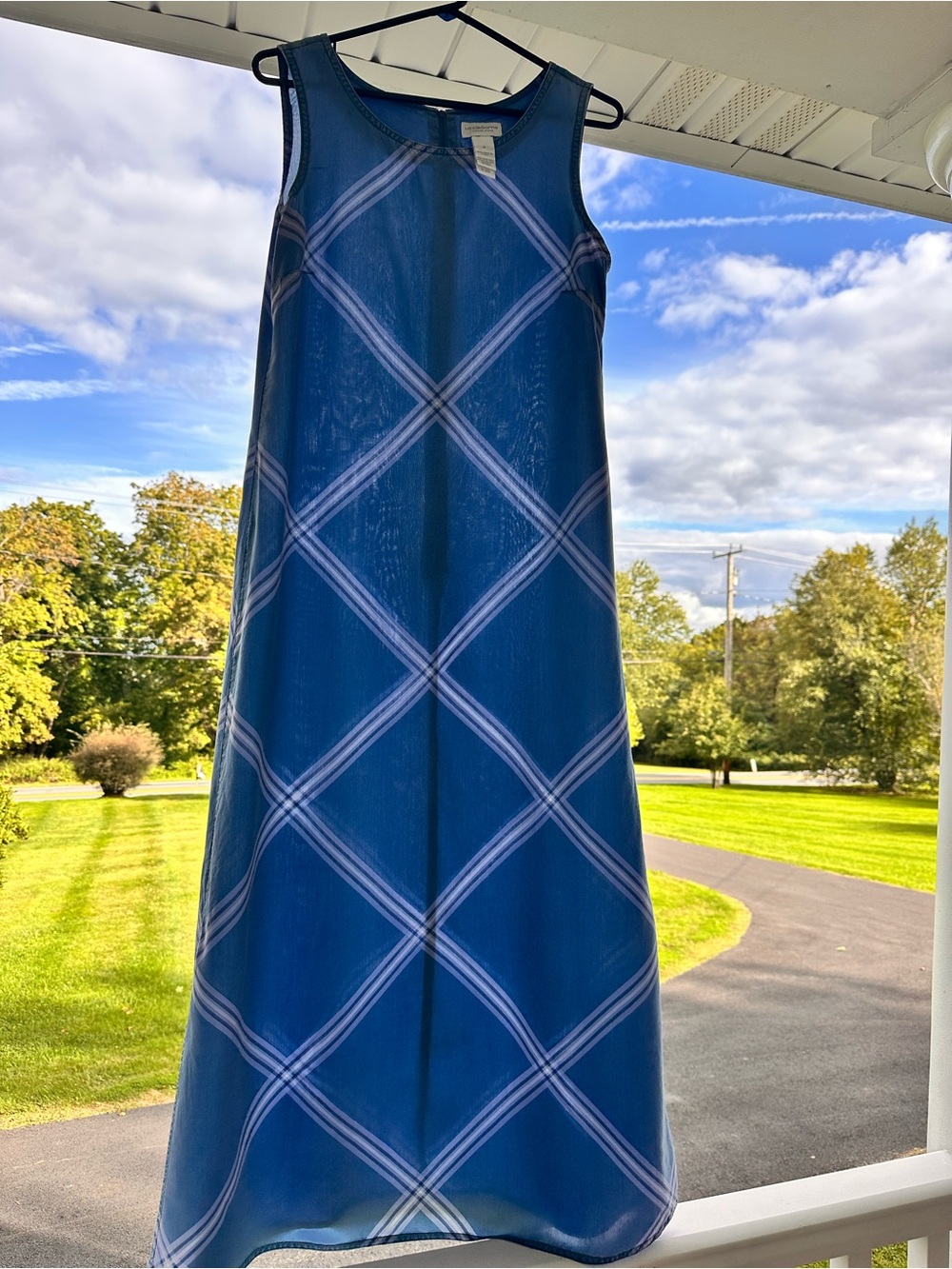 Women’s Blue Plaid Sleeveless Maxi Dress